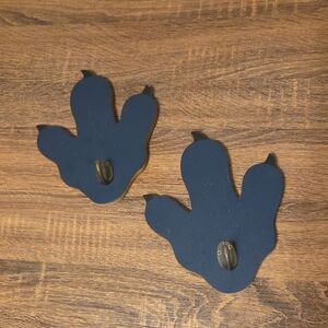 Brand New Hobby Lobby Set Of 2 Navy Blue Dinosaur Foot Print Wooden Wall Hooks
